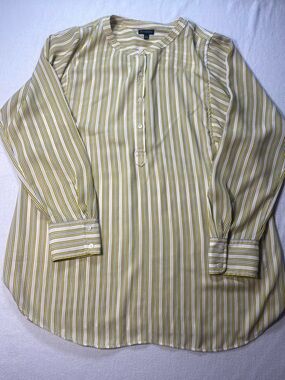 Talbots Yellow and White Striped Button-Down Shirt
